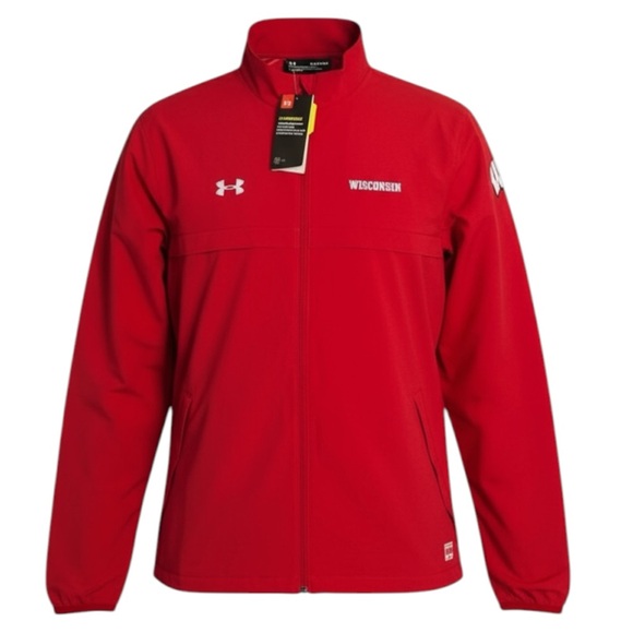 Under Armour Wisconsin Badgers Full Zip Jacket Red XL/TG/EG UA Storm - Picture 1 of 5